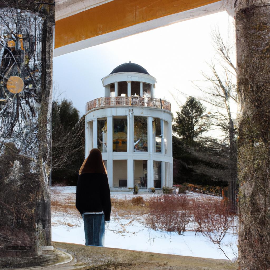 Person exploring historical Michigan landmarks