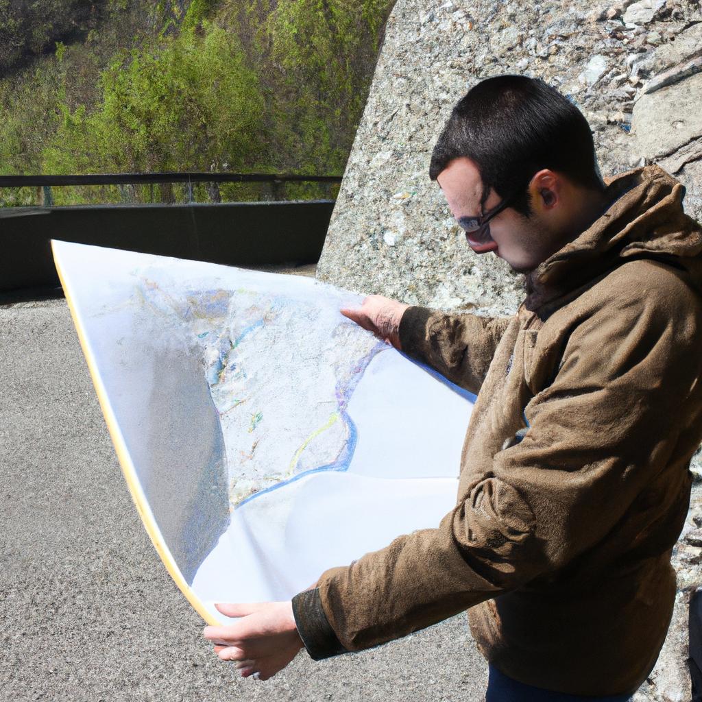 Person studying a map outdoors