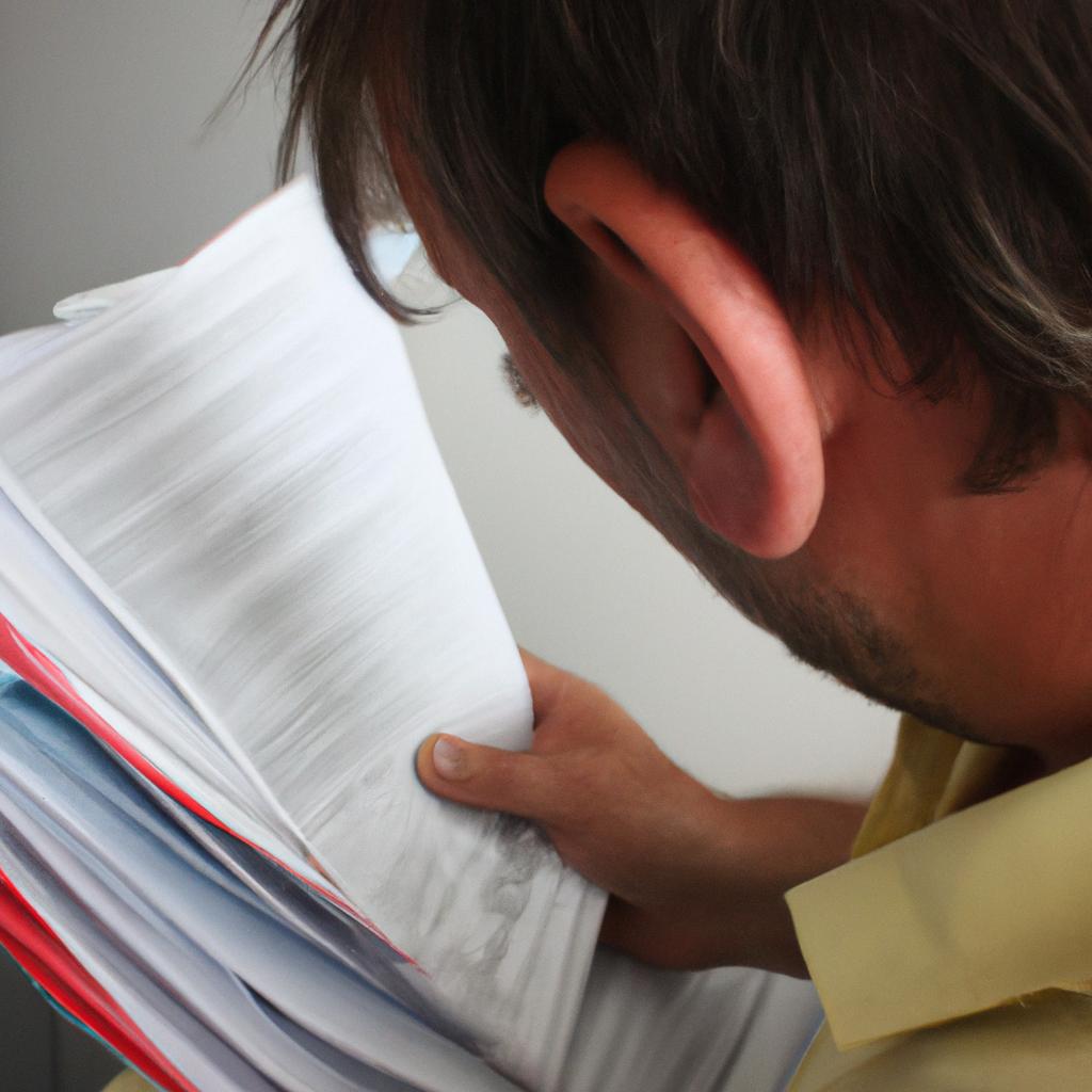 Person holding financial documents, contemplating